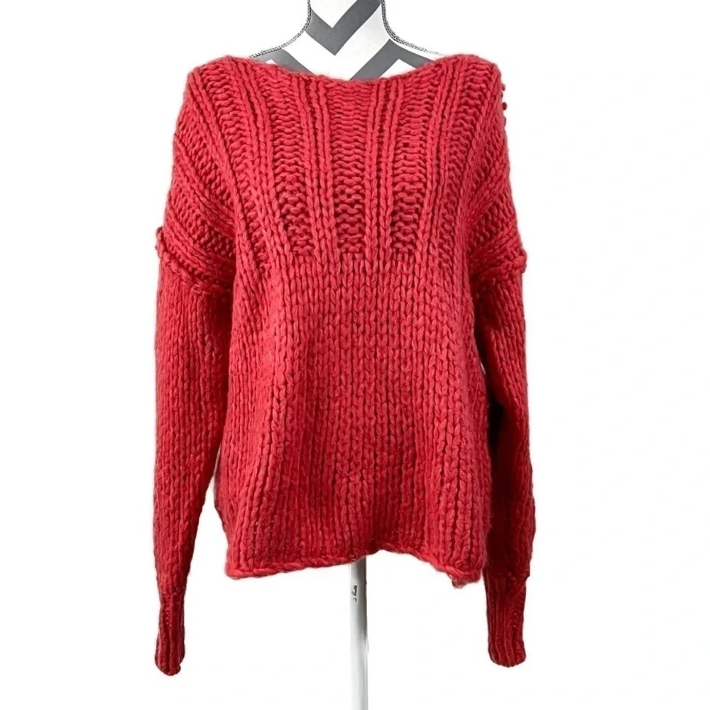 NWOT - Free People Be There Pullover Chunky Knit Sweater - Coral Clay - Size XS